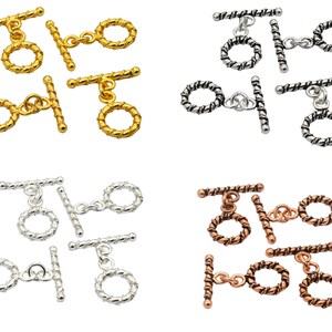 13X23mm Bali Toggle Clasp, Hook Clasp Oxidized Silver Plated, Oxidized Gold, Oxidized Copper,18k Gold Plated Eye Clasp ( 4 Sets )