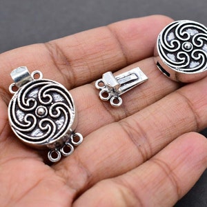 27x20x8mm Multi Strand Bali Box Clasp 3 Strand Oxidized Silver Plated for Jewellery and Bracelet making Necklace fastener(1 Pc)
