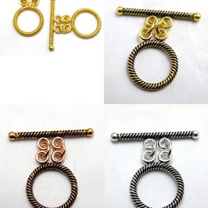 20X33mm Bali Toggle Clasp, Hook Clasp Oxidized Silver Plated, Oxidized Gold, Oxidized Copper,18k Gold Plated Eye Clasp ( 3 Sets )