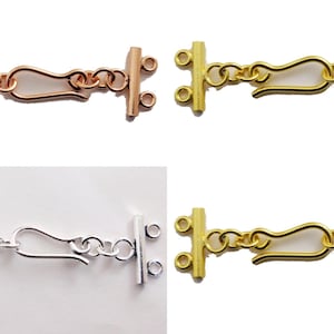 84X25mm Multi Stand Bali Toggle Clasp Two Strand Oxidized Silver Plated, Oxidized Copper, 18k Gold Plated  ( 1 Set)
