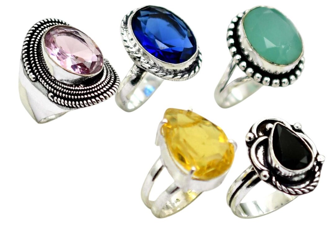 Mix Lot 50pecmultiple Shape and Size Rings Mix Gemstone Rings. New ...