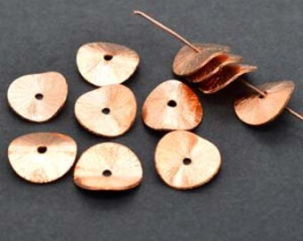 18mm Wavy Disc, Heishi Beads,Brushed Potato Chips, Genuine Copper Bead Solid Copper Bead  Spacer Bead  Heishi beads