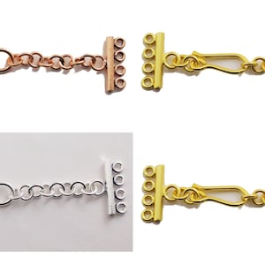 84X25mm Multi Stand Bali Toggle Clasp Four Strand Oxidized Silver Plated, Oxidized Copper, 18k Gold Plated  ( 1 Set)