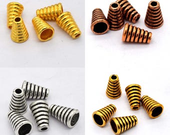 15 x 10 mm bali-kegelkapje, eindkraalkapje geoxideerd koper, geoxideerd verzilverd, geoxideerd goud, 18k verguld (4 stuks)
