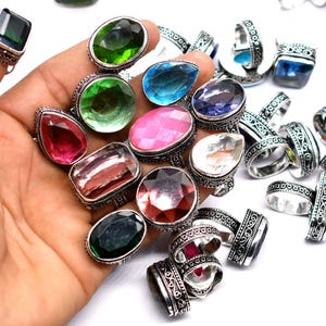 Bulk Ring Lot, Mystery Pack of Rings, Gemstone Rings, Wholesale Rings Lot, Chunky Rings, Statement Rings, Vintage Look Silver Plated Rings.