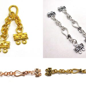 87X7mm Multi Stand Extender Toggle Clasp Two Strand Oxidized Silver Plated, Oxidized Copper, Oxidized Gold Plated, 18k Gold Plated  ( 1 Set)