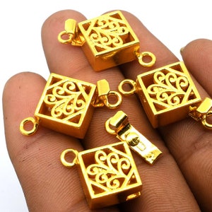 28X19X7mm Rhombus Bali Box Clasp One Strand 18k Gold Plated Jewellery Making, Bracelet Making,  Necklace Making Filigree Box  Clasp (1 Pc)