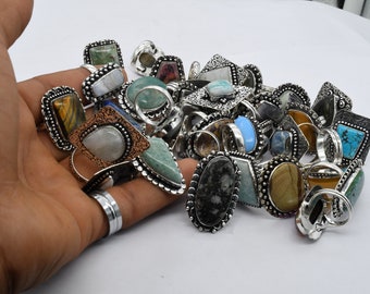 925 Silver Plated Assorted Mix Sterling Handmade Jewellery Rings Lot, vintage Rings, bulk rings Wholesale Mix Lot