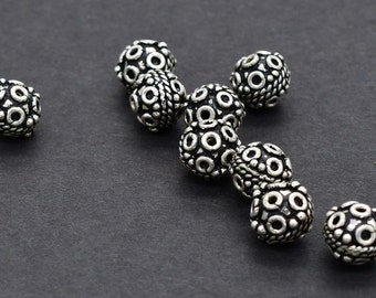 10mm Round Bali Bead Oxidized Silver Plated Bead Solid Copper Bead Silver Plated Spacer Bead Bracelet Making Bead