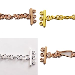 84X25mm Multi Stand Bali Toggle Clasp Three Strand Oxidized Silver Plated, Oxidized Copper, 18k Gold Plated  ( 1 Set)