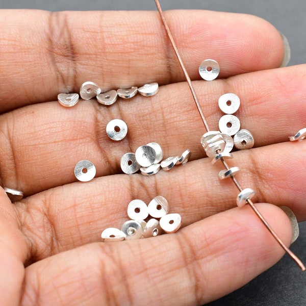 6mm Wavy Disc, Brushed Potato Chips, Sterling Silver Plated Bead Solid Copper Bead Spacer Bead  ( 50 Pieces )