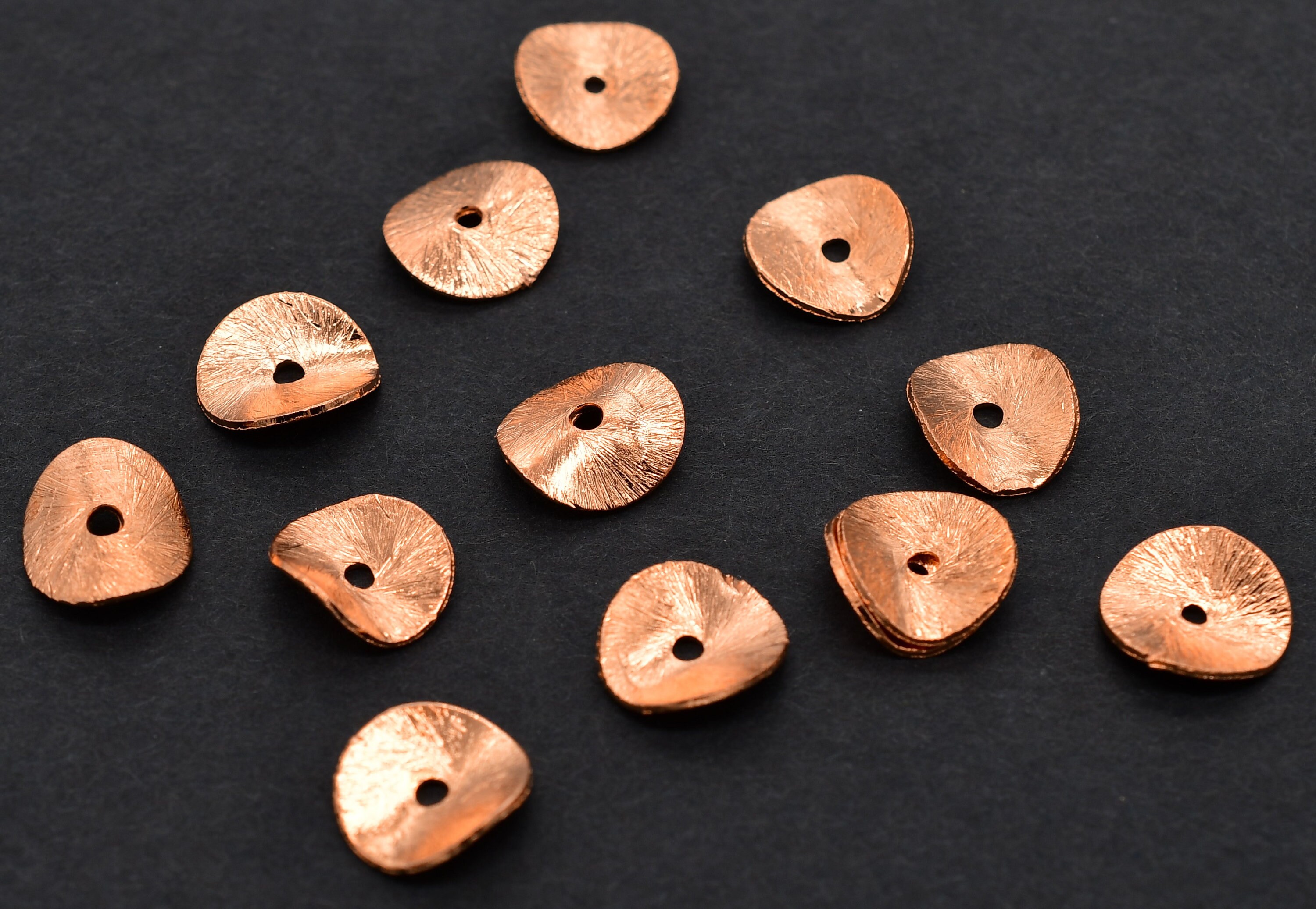 Copper Beads 8mm - 38pcs Flat copper disc spacers, brushed finish shiny  copper disk spacer beads for jewelry making, Copper Heishi Beads