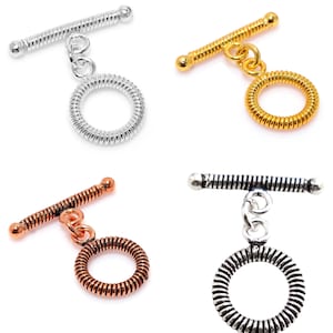 15X26mm Bali Toggle Clasp, Hook Clasp Oxidized Silver Plated, Oxidized Copper Plated & Starling Silver, 18k Gold Plated Eye Clasp (3 Sets.)