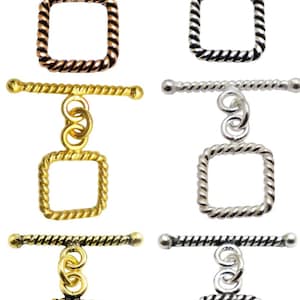 13X26mm Bali Toggle Clasp, Hook Clasp Oxidized Silver Plated, Oxidized Copper, Gold & Starling Silver, 18k Gold Plated Eye Clasp (5 Sets).