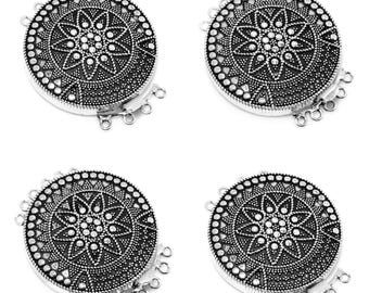 Lot De 2 Fermoirs Boîte Bali Argentés - 31x18x8mm - Fabrication Artisanale Inde