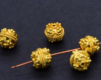 16mm Round Bali Bead Real Gold Plated Bead Solid Copper Bead Spacer Bead
