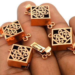 28X19X7mm Filigree Bali Box Clasp Two Strand Oxidized Copper Jewellery Making, Bracelet Making, Necklace Making Hook Box Clasp (1 Pc)