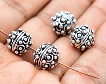 10mm Round Bead Bali Bead Oxidized Silver Plated Bead Solid Copper Bead  Spacer Bead