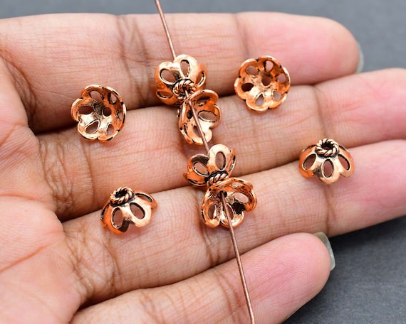 10mm Flower Bead Cap Filigree Jewelry Bead Caps Jewelry Making Cap Jewelry  Findings Oxidized Copper Bead Solid Copper Bead 
