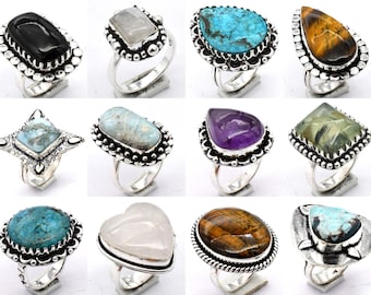 Lotto Di Anelli Con Pietre Preziose Misteriose: Ottone Placcato - Foto 5