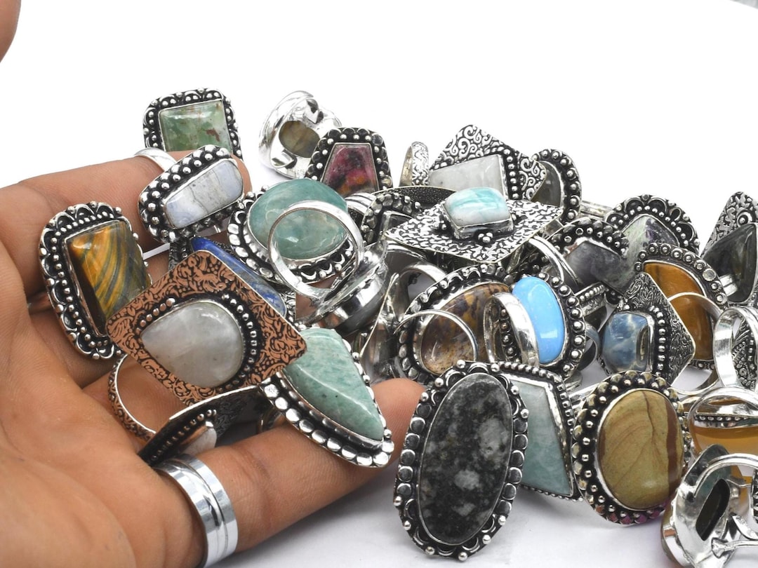 Ring Mix 925 Silver Plated Assorted Mix Sterling Handmade Jewellery Rings Lot ...