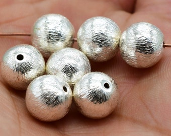 9mm Brushed Ball, brushed beads, Round Real Silver Plated beads for jewelry making, Necklace and Bracelet making spacer beads