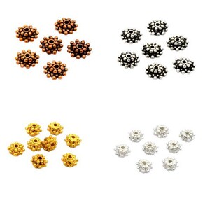 Antiqued Silver Plated Sun Design Spacer Beads – 10mm Square (Xanadu Designs B5695)
