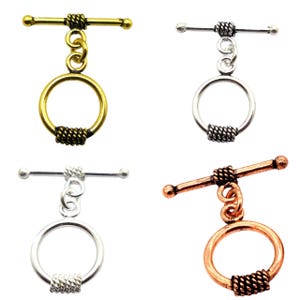 16X27mm Bali Toggle Clasp, Hook Clasp Oxidized Silver Plated, Oxidized copper & Gold Plated, Starling Silver Plated, Eye Clasp (3 Sets).