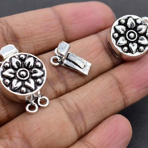 25x16x7mm Multi Strand Round Bali Box Clasp 2 Strand Oxidized Silver Plated for Jewellery and Bracelet making Necklace fastener(1 Piece)