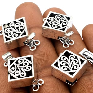 28X19X7mm Rhombus Bali Box Clasp Two Strand Oxidized Silver Plated Jewellery Making, Bracelet Making, Necklace Making Hook Clasp (1 Pc)