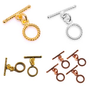 10X18mm Bali Toggle Clasp, Hook Clasp Sterling Silver Plated, Oxidized Silver Plated, Oxidized Copper, 18k Gold Plated Eye Clasp ( 8 Sets )