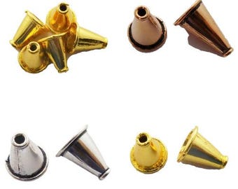 12 x 11 mm bali-kegelkapje, eindkraalkapje geoxideerd koper, geoxideerd verzilverd, geoxideerd goud, 18k verguld (6 stuks)