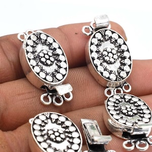 31X18X6mm Multi Strand Oval Bali Box Clasp Three Strand Oxidized Silver Plated  Jewellery Making, Necklace Making Hook Clasp (1 Pc)