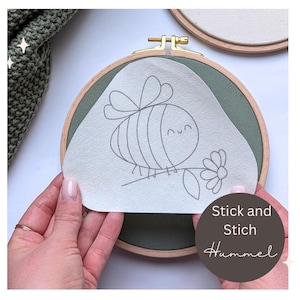 Stick and Stitch Bumblebee, Embroidery Stickers, Modern Embroidery, Embroidery Stickers, Water-Soluble Embroidery, Flower Embroidery