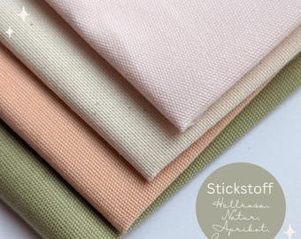 Embroidery fabric, natural, grass green, apricot, light pink, nitrogen, linen, modern embroidery fabric, nitrogen pack, nitrogen