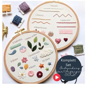 STICKEN für ANFÄNGER Komplett Set XXL, Set für Anfänger, Modern Embroidery Set, Modern Embroidery Kit, Stickset, Stick Kit, Sticken lernen,