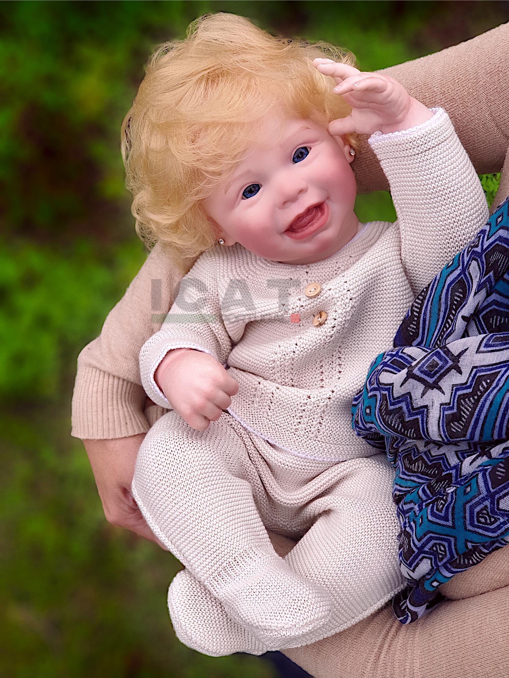 Muñeca renacida Natalie con síndrome de Down, cabello enraizado realista,  peso 2,5 kg, cuerpo de tela, envío rápido, regalo