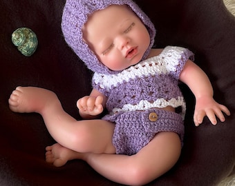 Full Body Silicone Reborn Girl Doll Nora, Mini Preemie Baby 1.4kg, 13.4” 34cm, Realistic Lifelike Sleeping, Bathable, Birthday Present