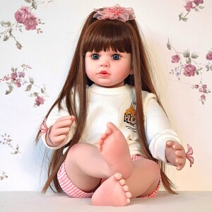 Reborn Baby Toddler Doll 24 Inches 60cms Soft Vinyl Cloth Body Brown 