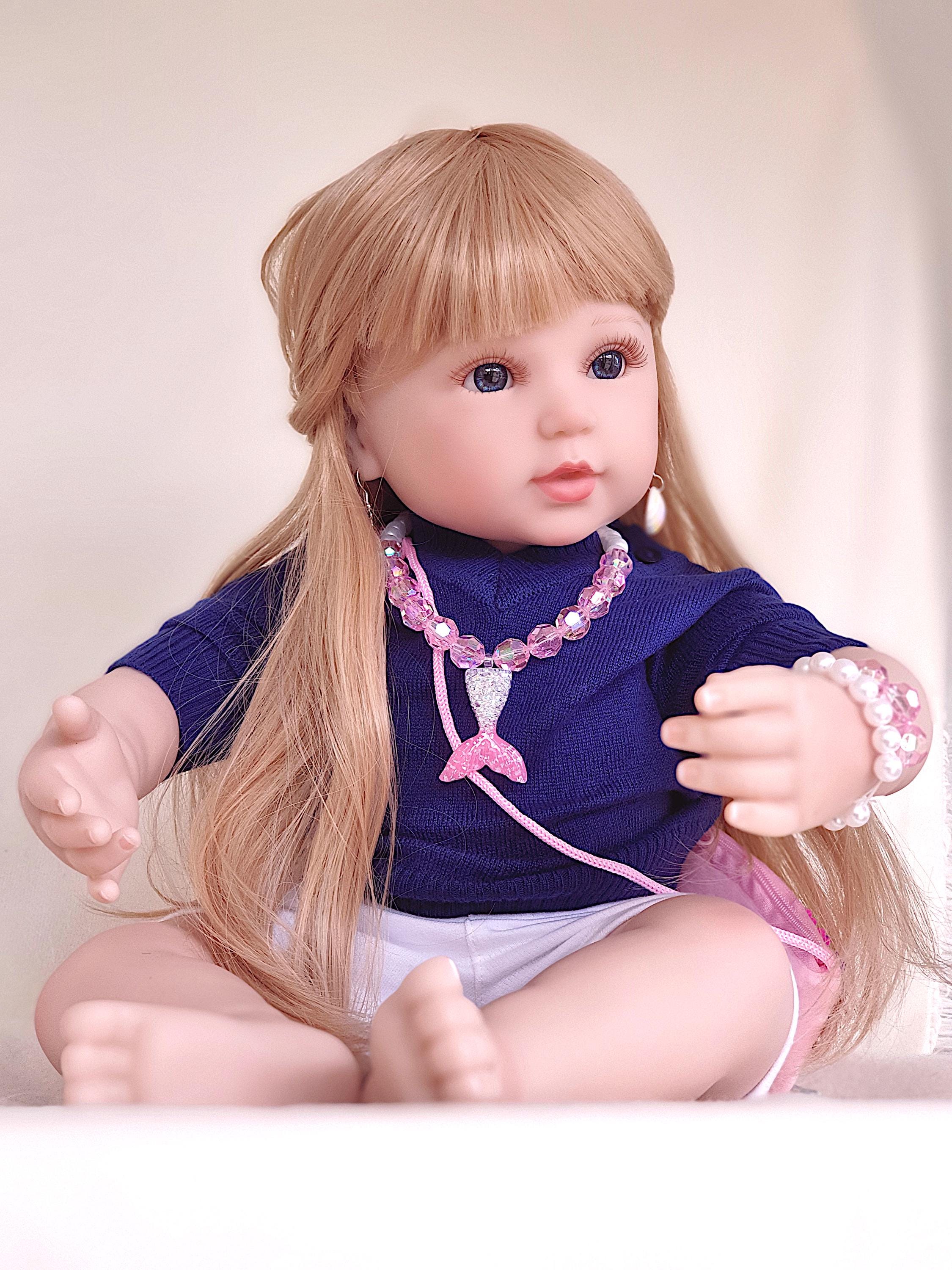 リボーンドール 巻いた髪 かわいいベビー人形 約45㎝ リボーンドール