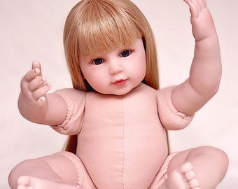 Custom Order 4 kg  Reborn Baby Doll, Heavy with Long Blond Hair, 58cms, Soft Vinyl Cloth Body Realistic Toddler Girl Doll, Birthday Gifts