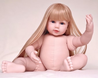 Bambola Reborn da 4 kg, pesante, con lunghi capelli biondi, 58 cm, corpo in morbido vinile, bambola realistica per bambine, regalo di compleanno.