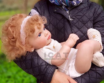 Reborn Girl Baby Doll Sónia, Realistic Rooted Hair, Weight 2kg, Lifelike 50cms Toddler Doll With Cloth Body, Fast Shipping, Birthday Present
