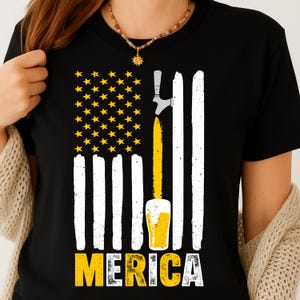 Funny Patriotic Beer PNG SVG, American Flag Beer Tap Graphic, 4th of July Drinking Clipart, USA Party Sublimation Design, Merica Shirt Art