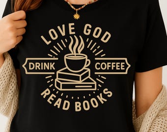 Love God Drink Coffee Read Books PNG Christian Coffee Cup Sublimation Design Digital Download for Faith Lovers