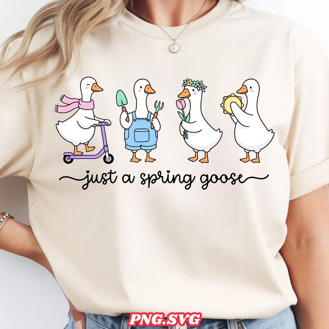 Springtime Goose Spring Goose PNG SVG | Cute Goose Design | Cottagecore Farmhouse Spring ...