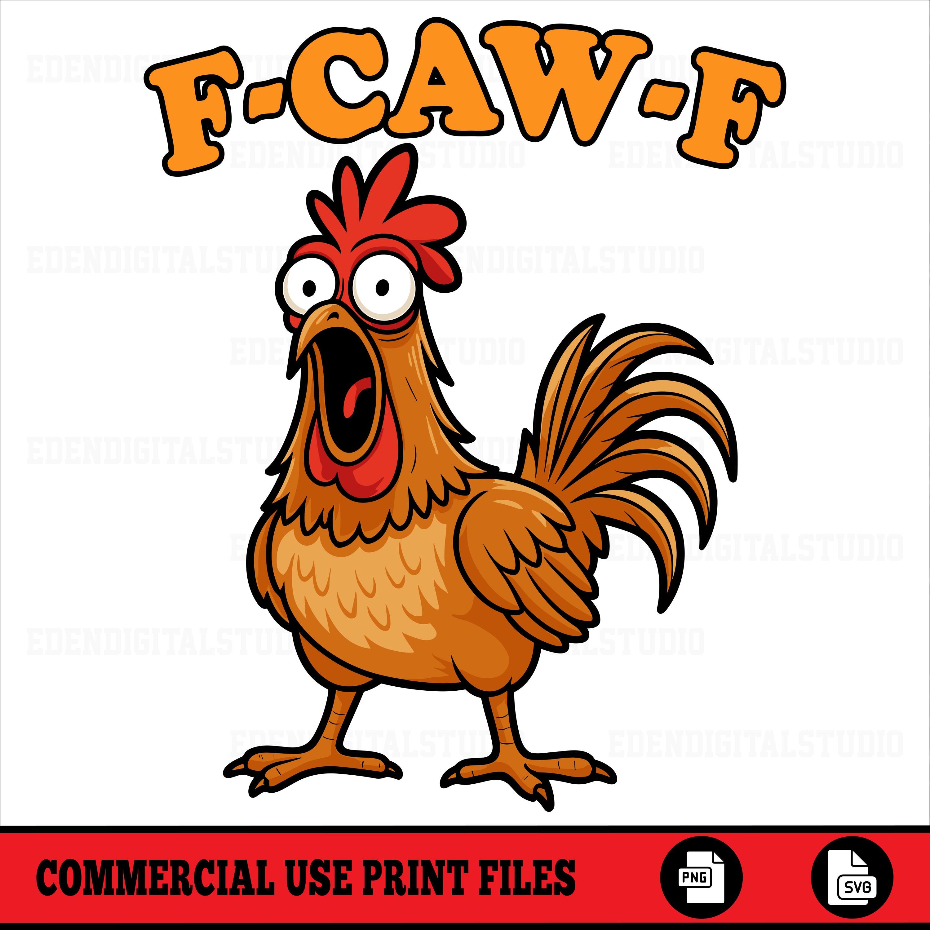 T-Shirt Uomo F-CAW-F Con Fantasia Gallina Fumetto E Frasi Sarcastiche – Stampa Vintage, Cotone