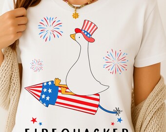Firequacker PNG SVG | Funny Patriotic Duck Goose 4th of July Shirt Design | Firecracker Duck Sublimation | Fourth of July PNG Svg