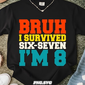 Bruh I Survived 6 7 I'm 8 PNG SVG | 8th Birthday Boy Shirt Design | Funny Kids Birthday Sublimation File | Eight Years Old Graphic