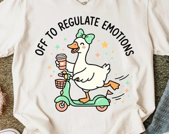 Oca divertente PNG SVG | Design per regolare le emozioni | Simpatica anatra monopattino per sublimazione | File per maglietta con umorismo sulla salute mentale